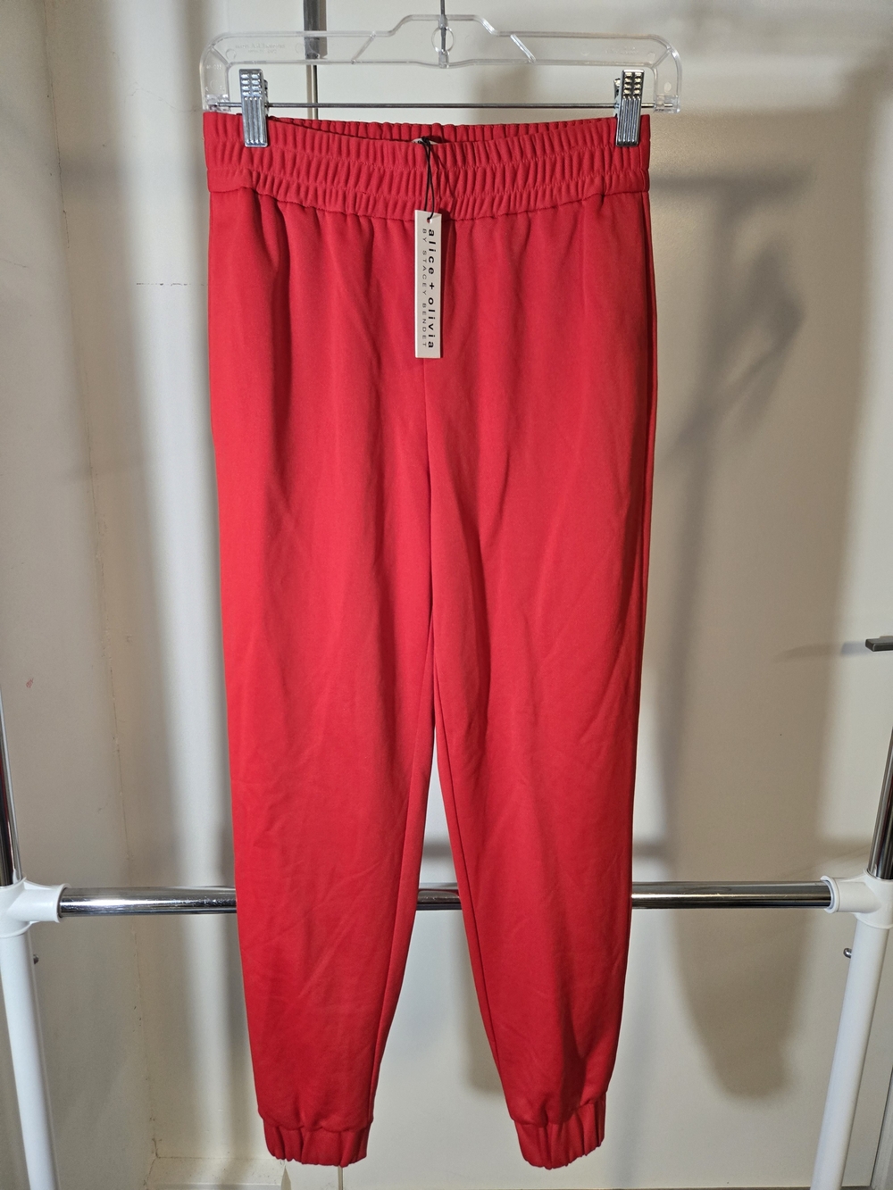 Alice + Olivia Womans Red Elastic-Waist Jogger Pants